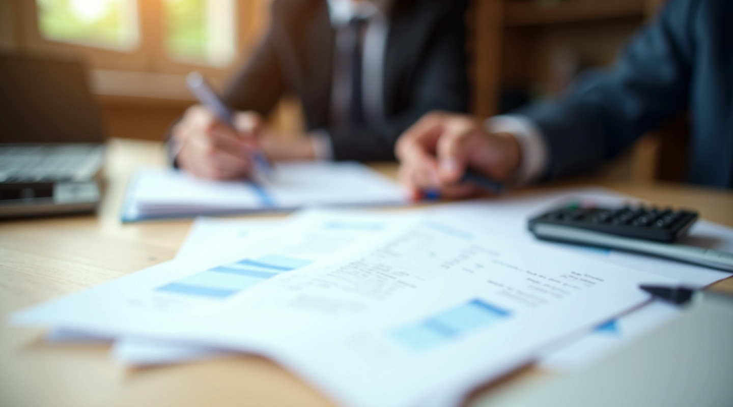 Dokumenti financijskog planiranja sa grafovima i tablicama na radnom stolu