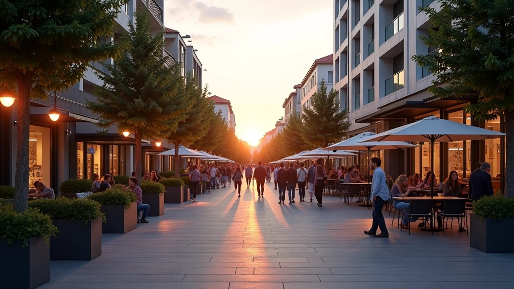 Gradska promenada sa novom infrastrukturom i lokalnim trgovinama
